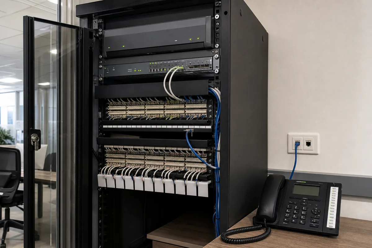 İşletme içinde kurulu IP ve analog telefon santrali altyapısı
